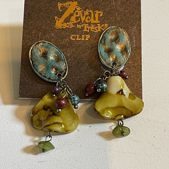 Zevar by Treska funky earrings brand new. Clip on - Picture 2 of 5